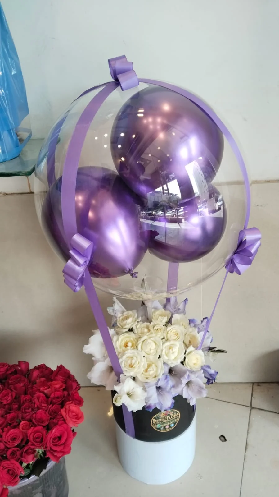 Royal Purple Hot Air Balloon Floral Box